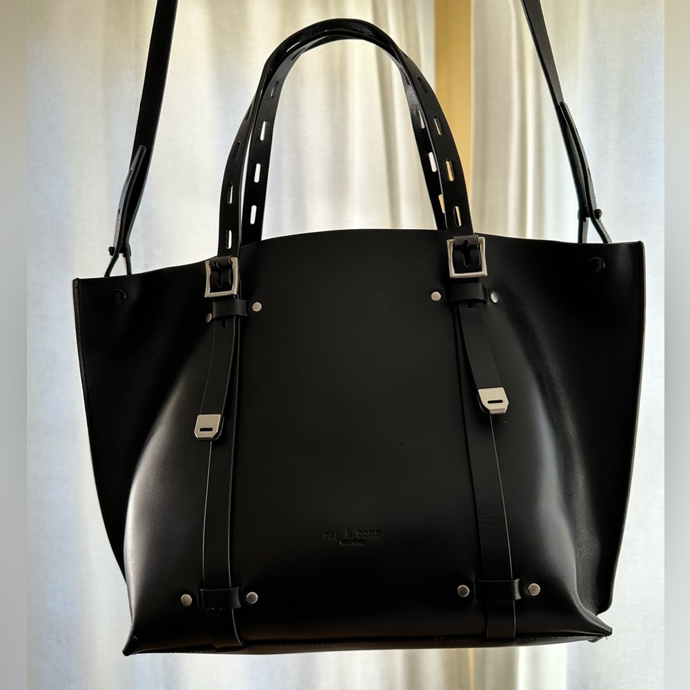 rag & bone Sleek Black Tote with Silver Hardware